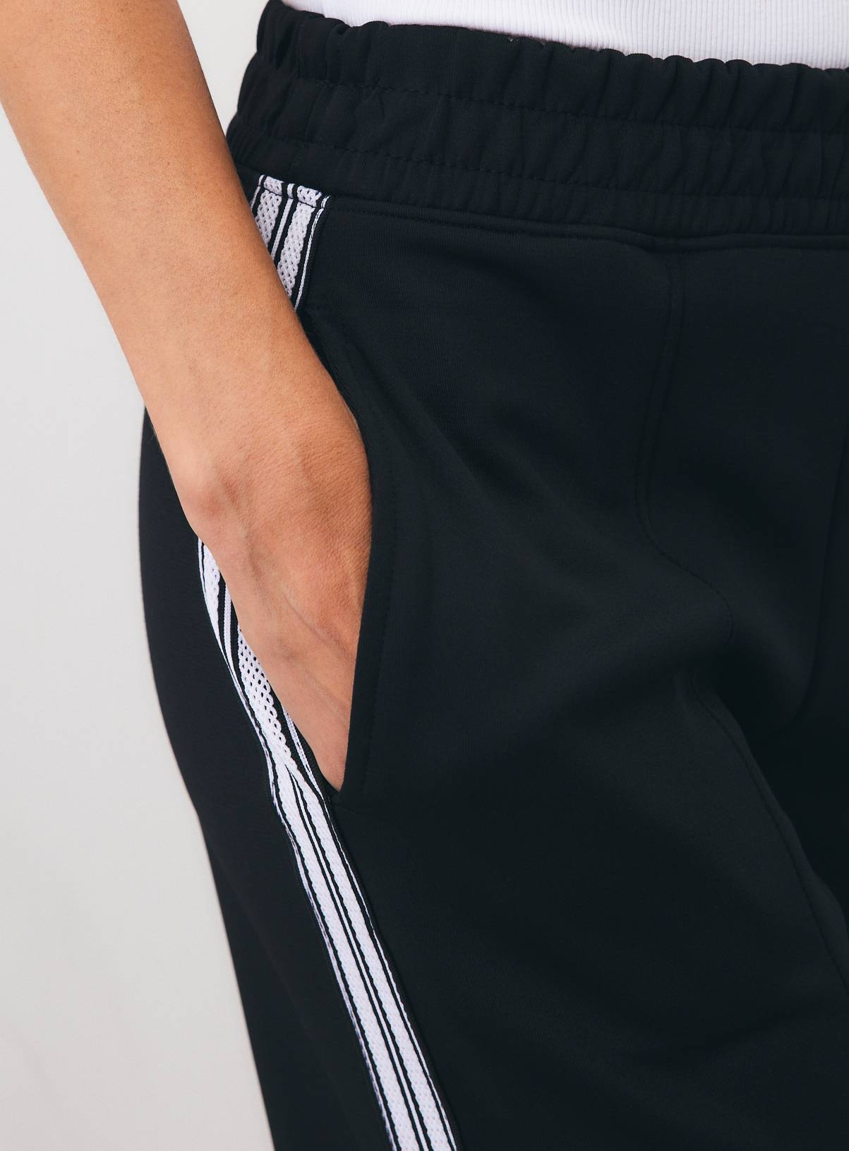 Black Wide Leg Tricot Piping Joggers M - Image 3