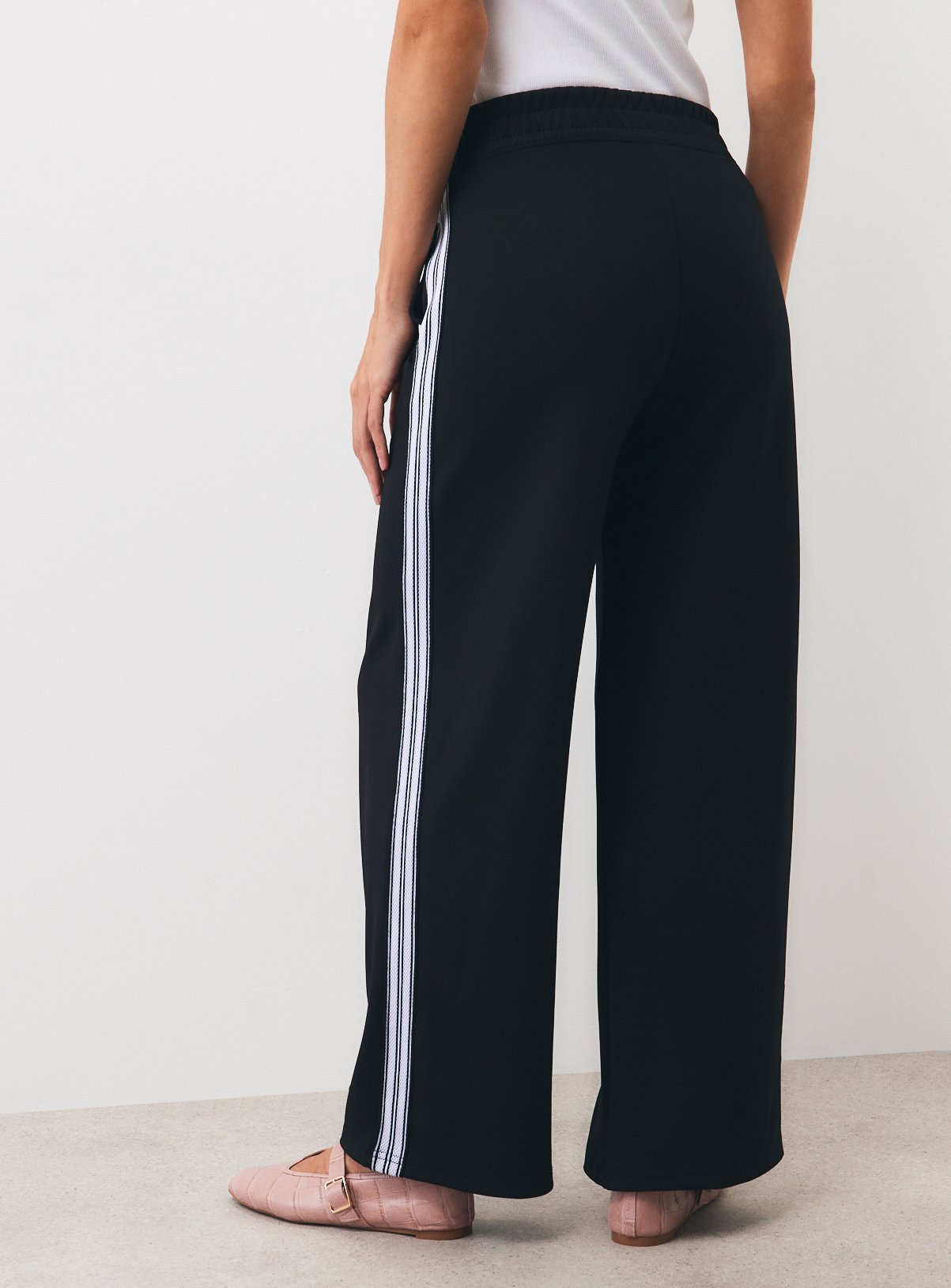 Black Wide Leg Tricot Piping Joggers M - Image 4 thumbnail