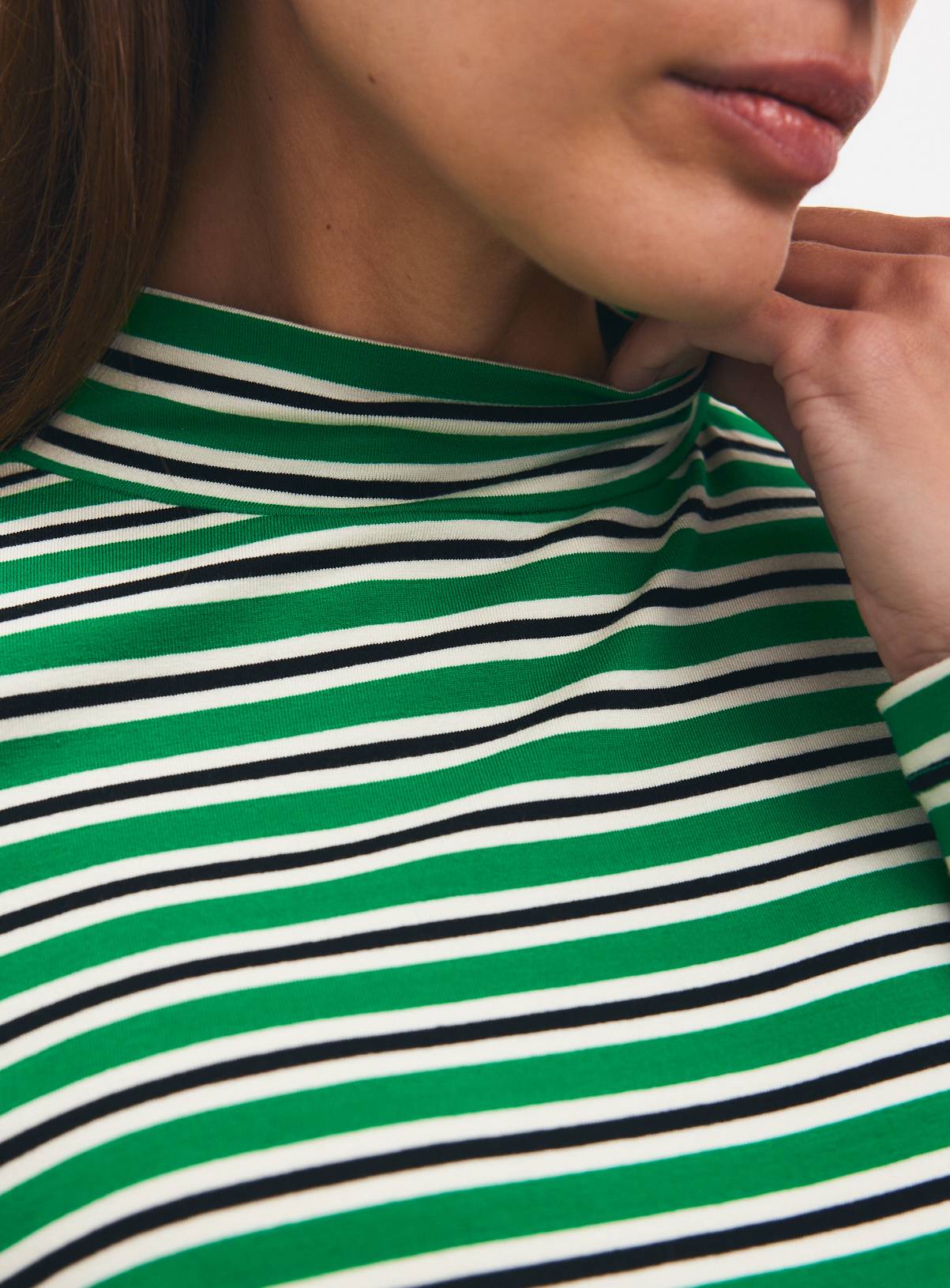 Green Rib Roll Neck Stripe Top 6 - Image 3