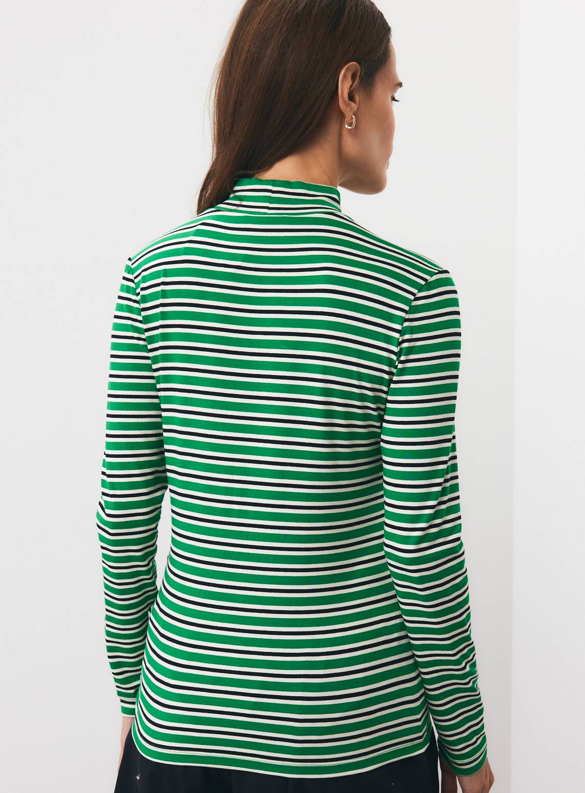 Green Rib Roll Neck Stripe Top 6 - Image 4