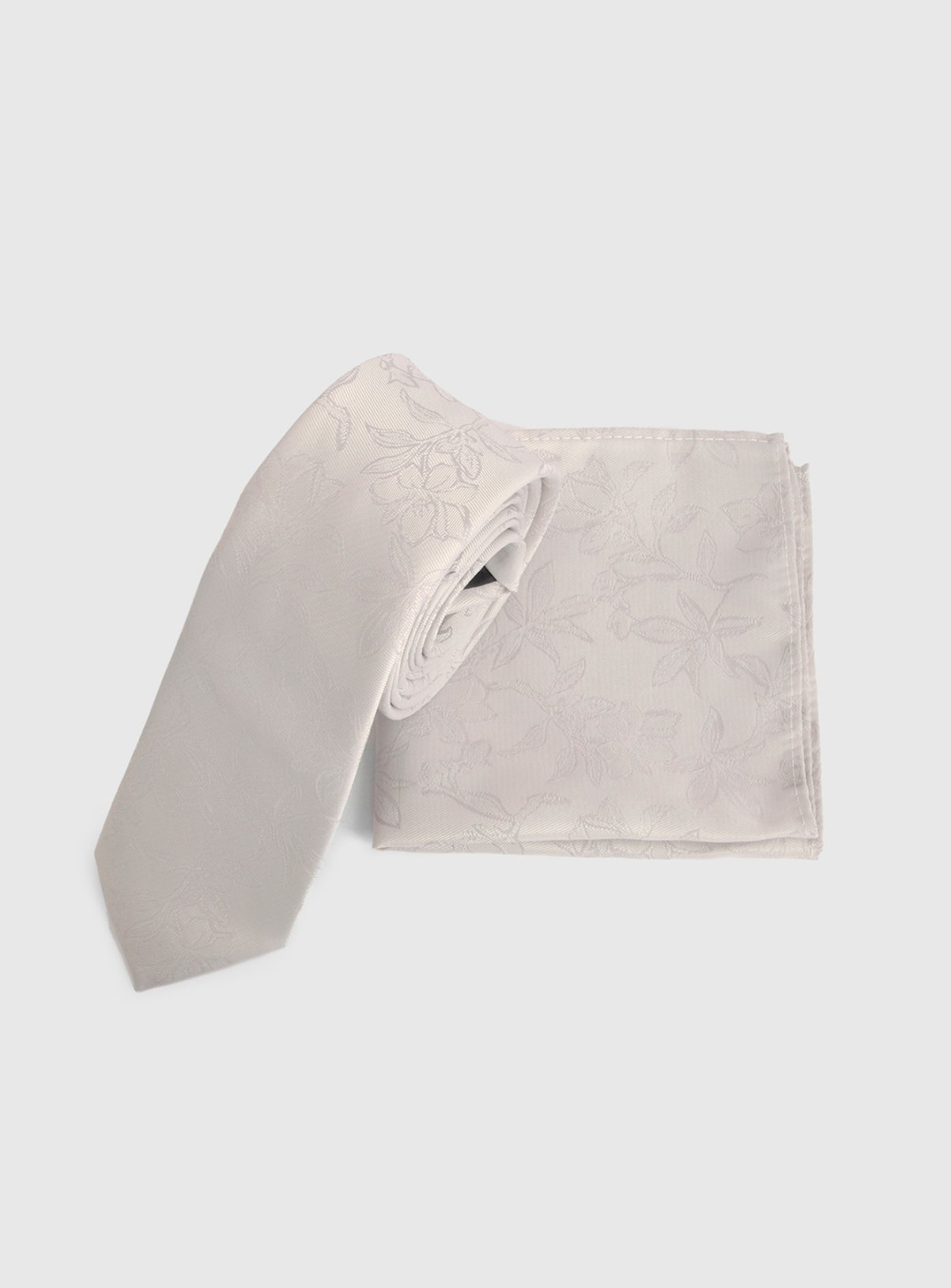 BURTON Ivory Floral Printed Tie And Pocket Square One Size - Image 1 thumbnail