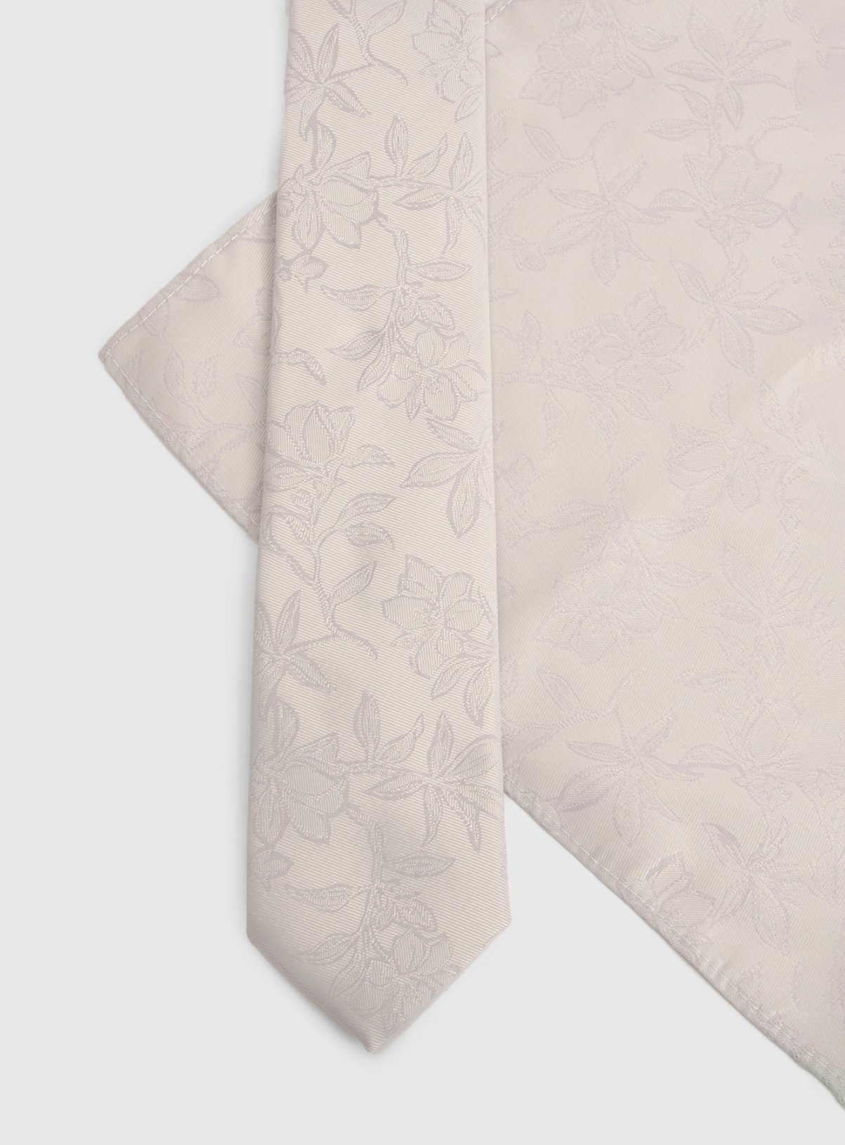 BURTON Ivory Floral Printed Tie And Pocket Square One Size - Image 3 thumbnail