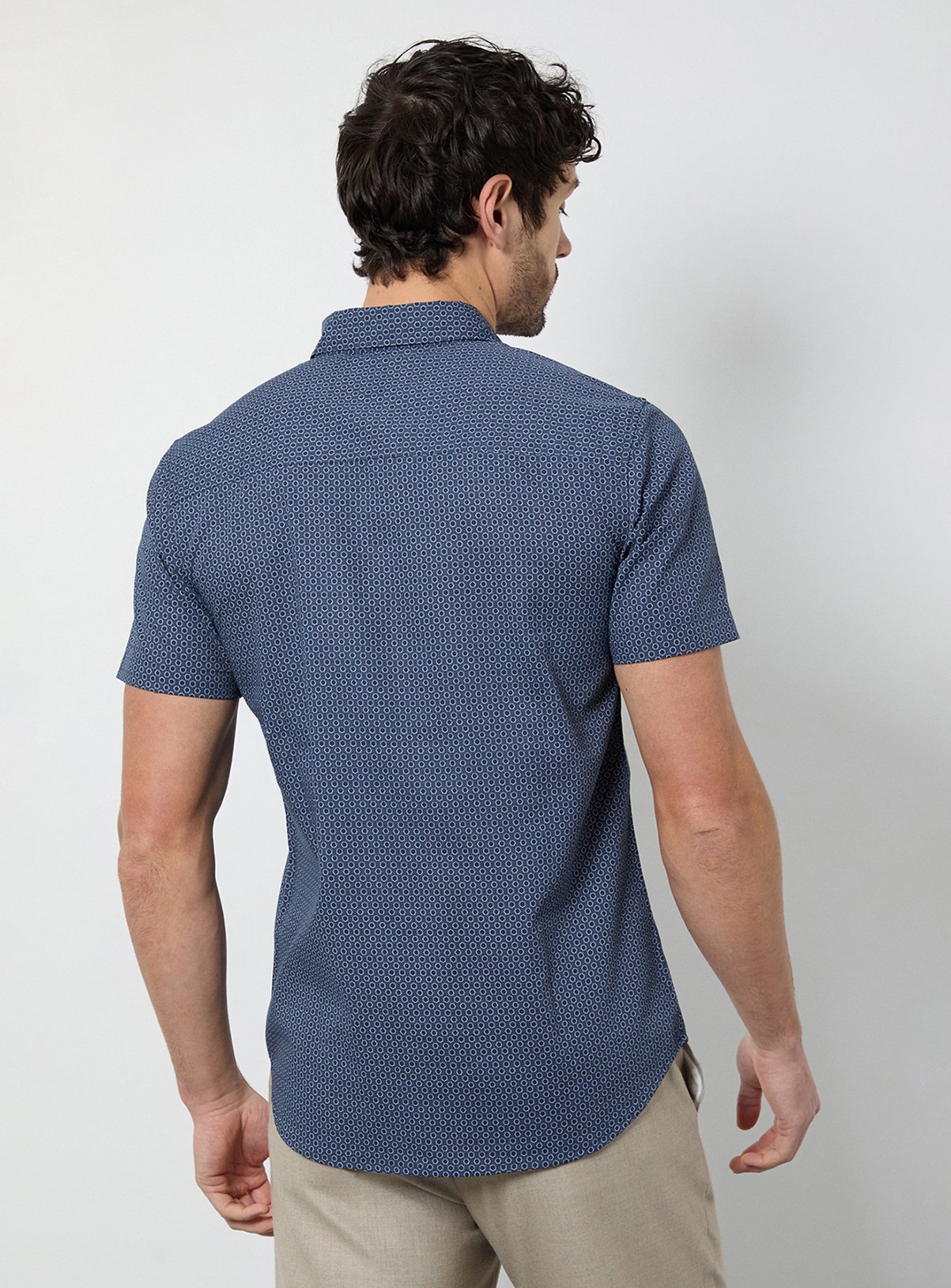 BURTON Navy Geometric Print Short Sleeve Shirt XL - Image 3 thumbnail