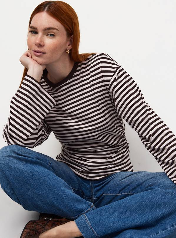 Relaxed Fit Cotton Rich Striped Long-Sleeve Top XL