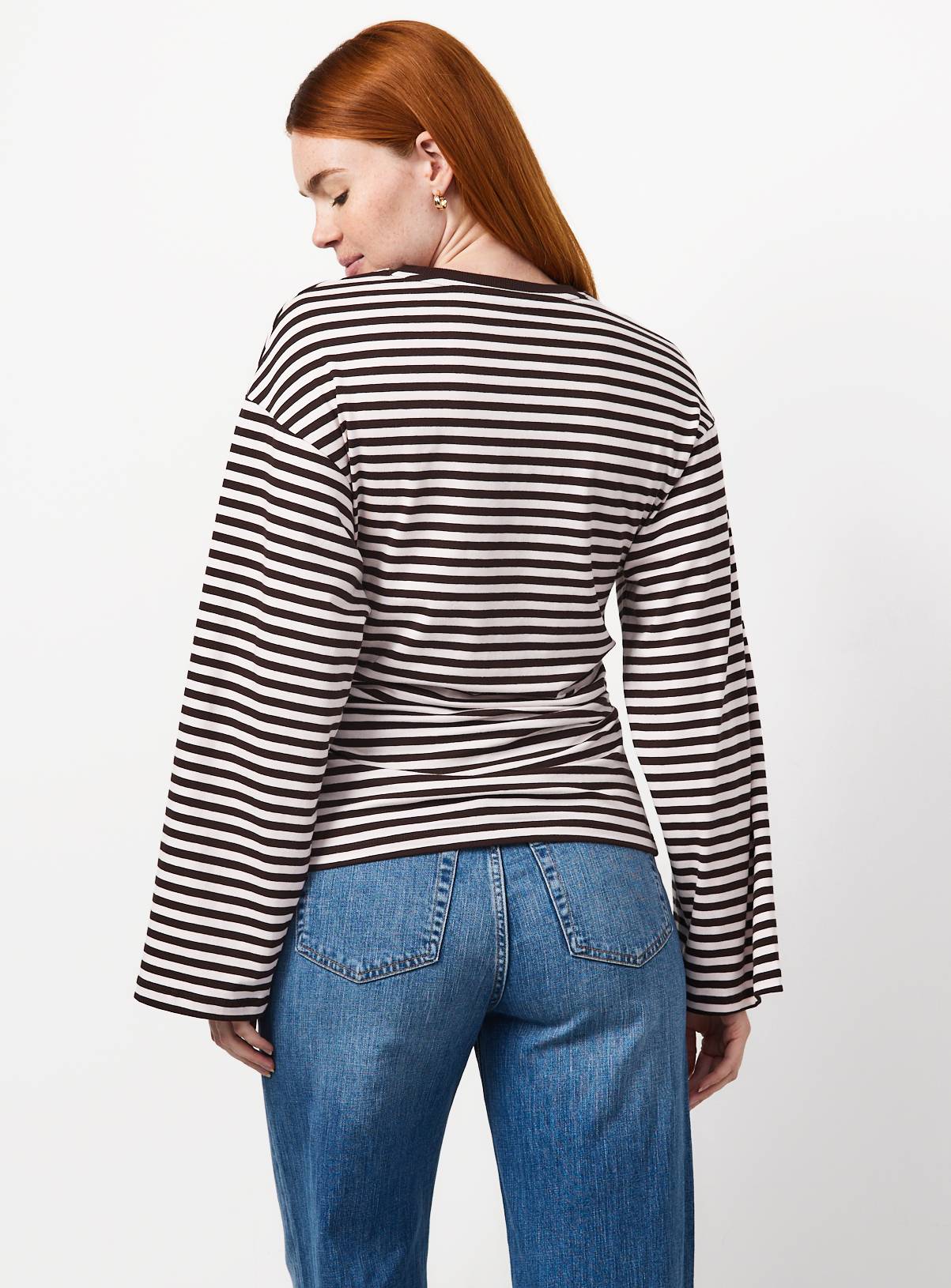 Relaxed Fit Cotton Rich Striped Long-Sleeve Top S - Image 4