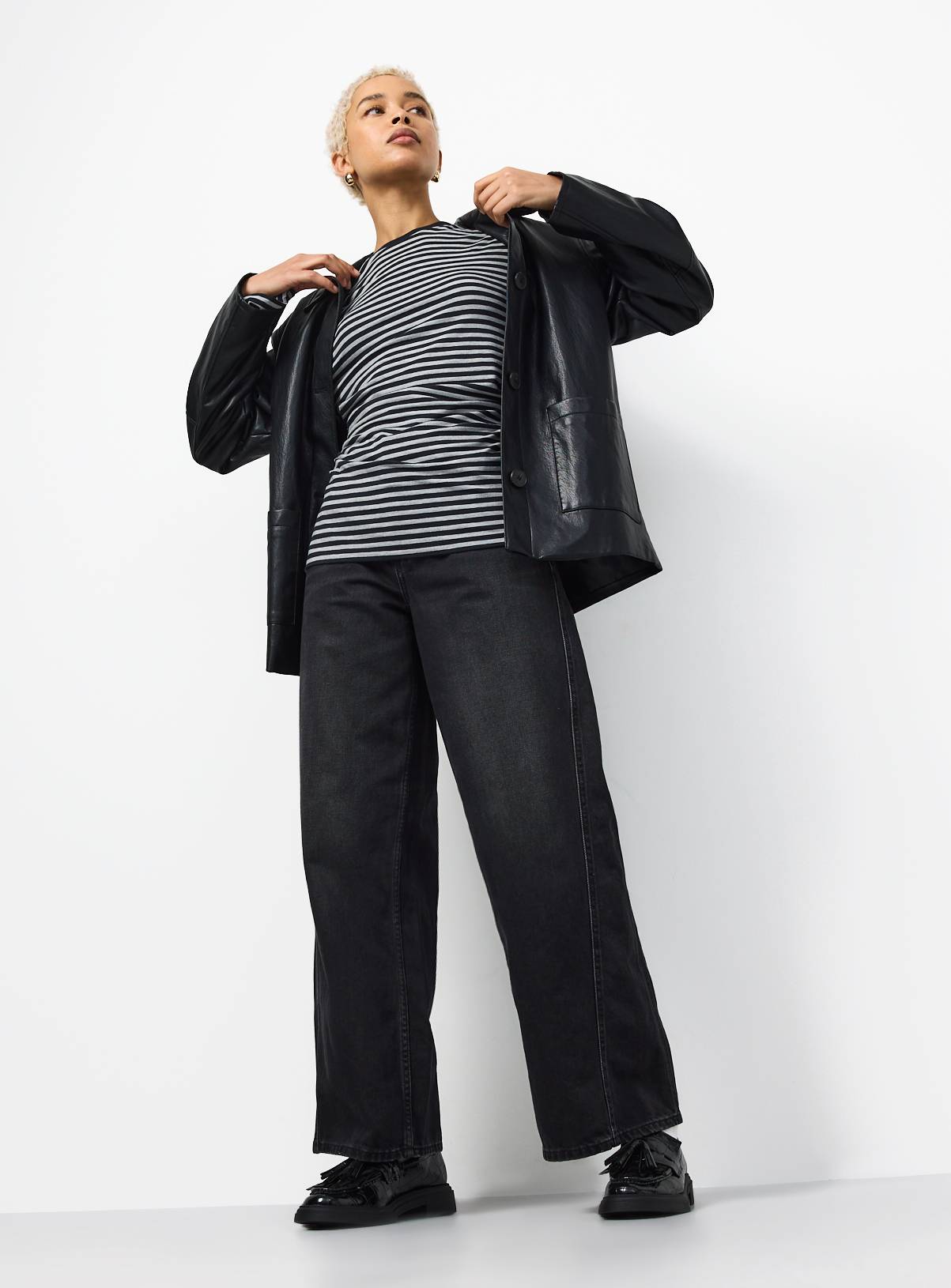 Relaxed Fit Cotton Rich Striped Long-Sleeve Top S - Image 2