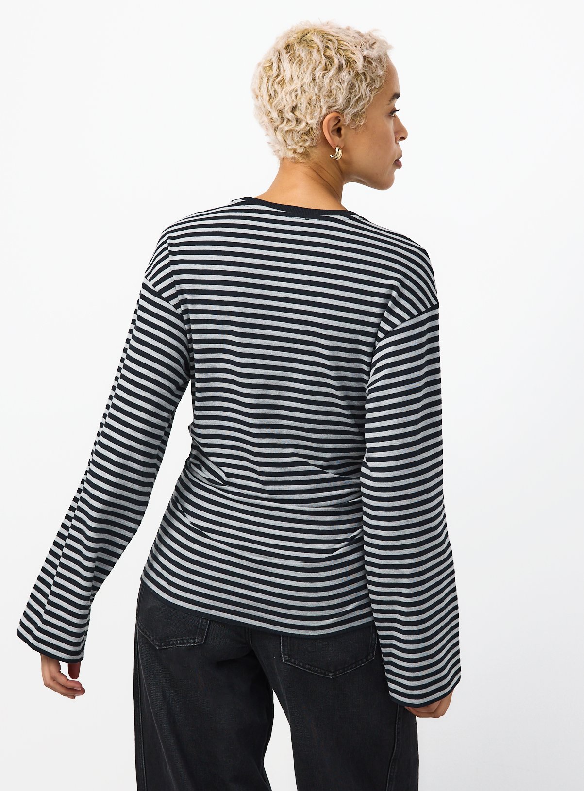 Relaxed Fit Cotton Rich Striped Long-Sleeve Top S - Image 4 thumbnail