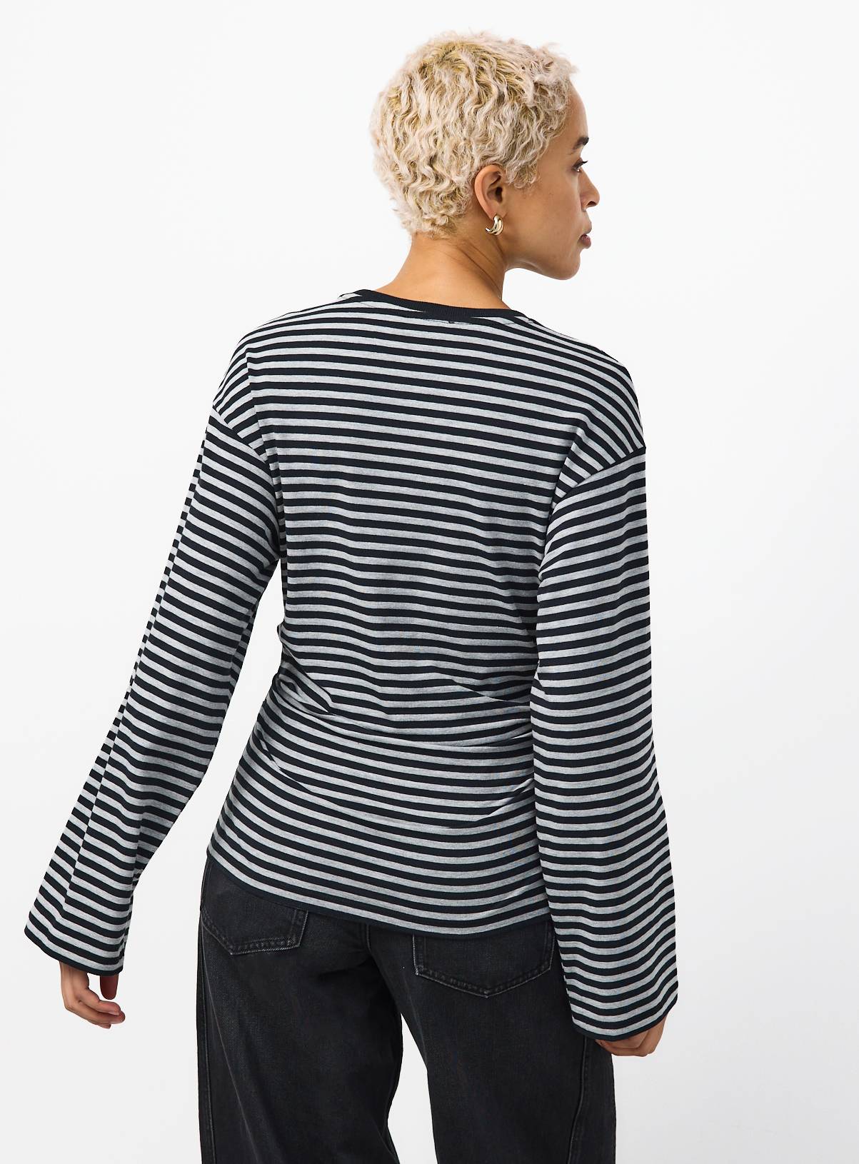 Relaxed Fit Cotton Rich Striped Long-Sleeve Top S - Image 4