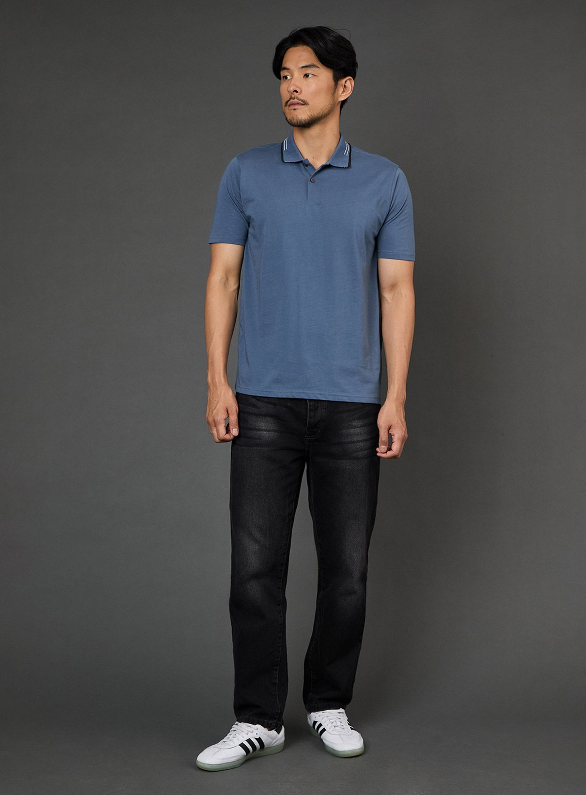 BURTON Airforce Blue Tipped Collar Polo Shirt XL - Image 2 thumbnail