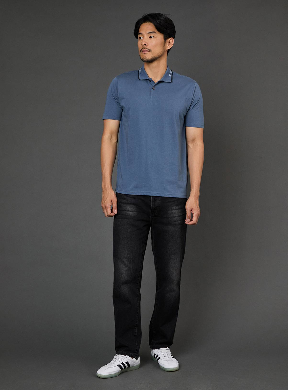BURTON Airforce Blue Tipped Collar Polo Shirt XL - Image 2