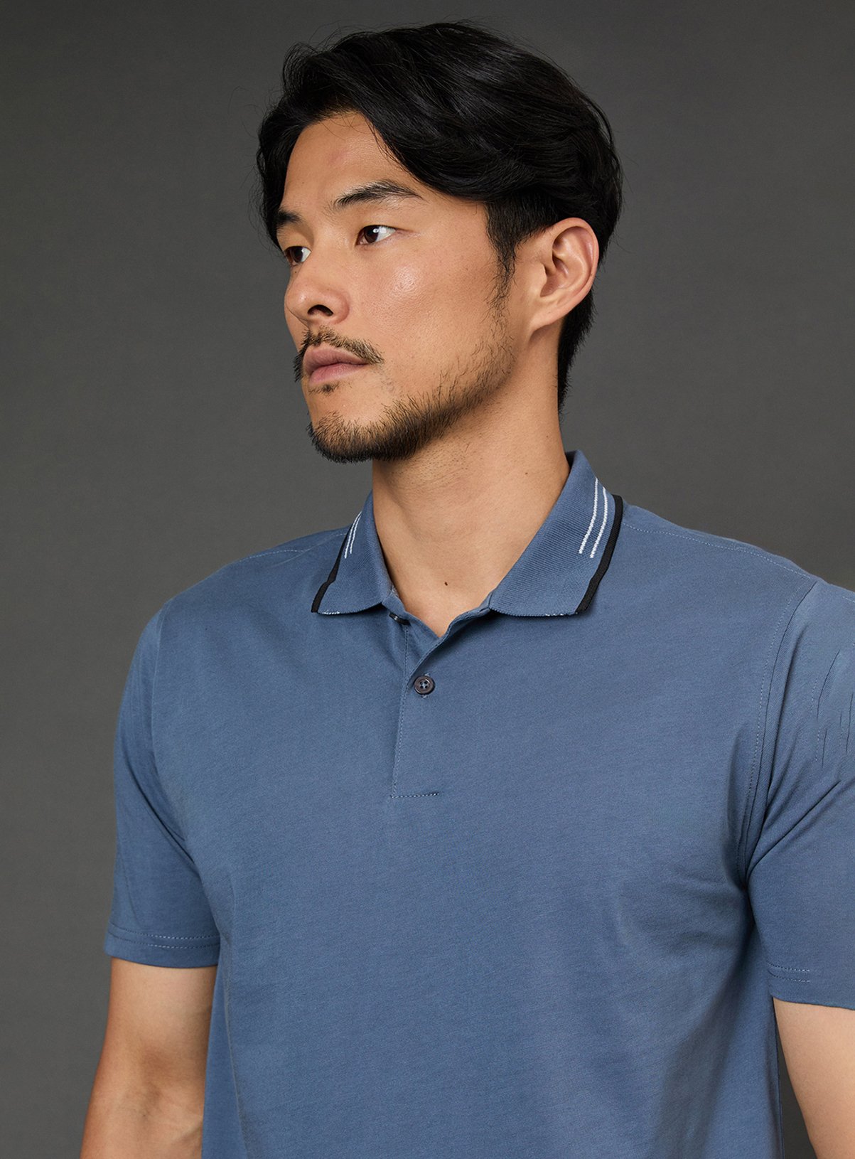 BURTON Airforce Blue Tipped Collar Polo Shirt XL - Image 3 thumbnail