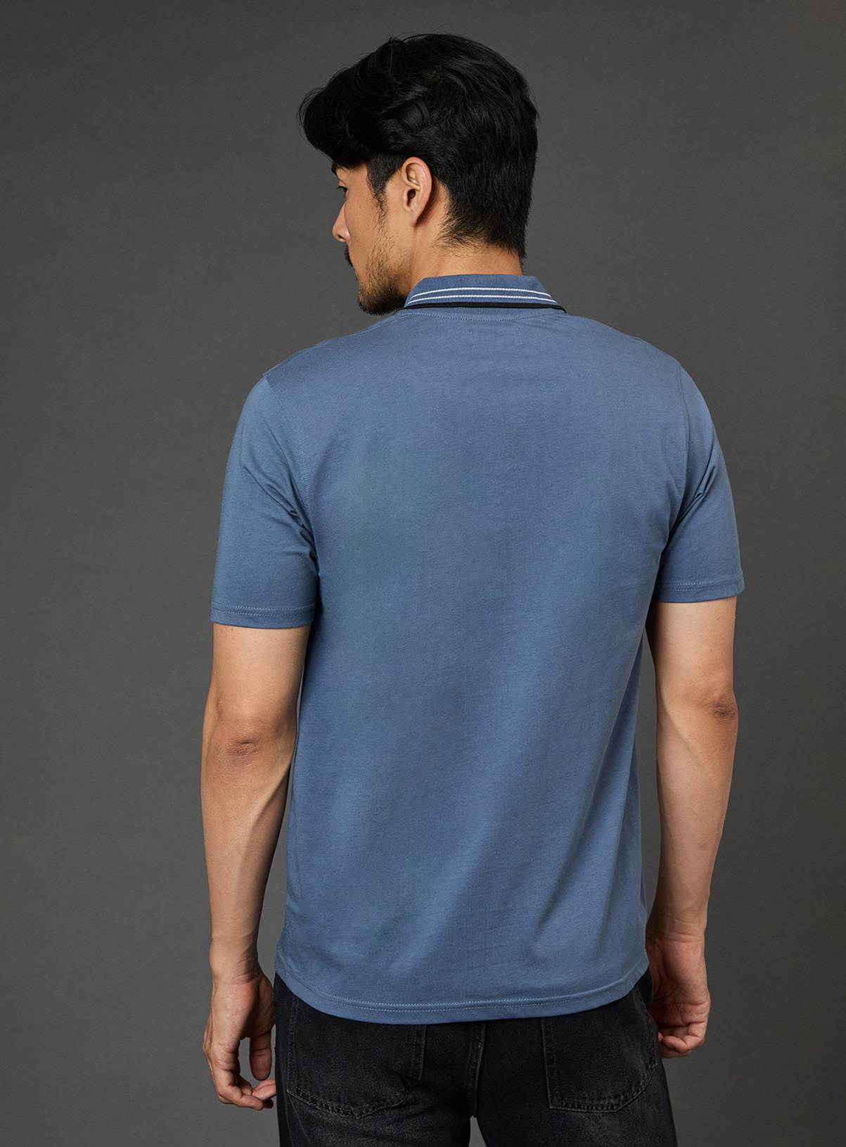 BURTON Airforce Blue Tipped Collar Polo Shirt XL - Image 4