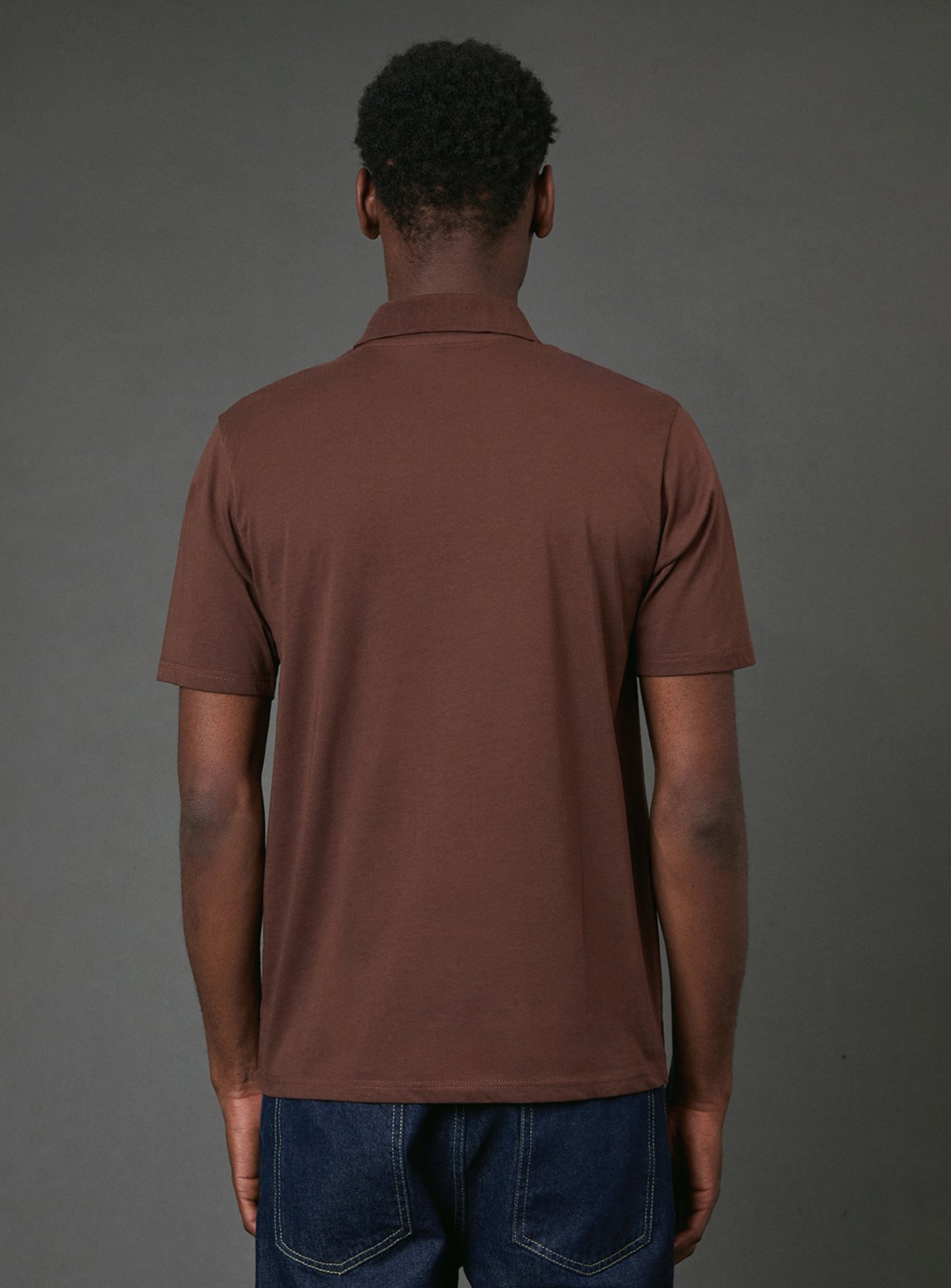 BURTON Chocolate Zip Neck Polo Shirt S - Image 2 thumbnail