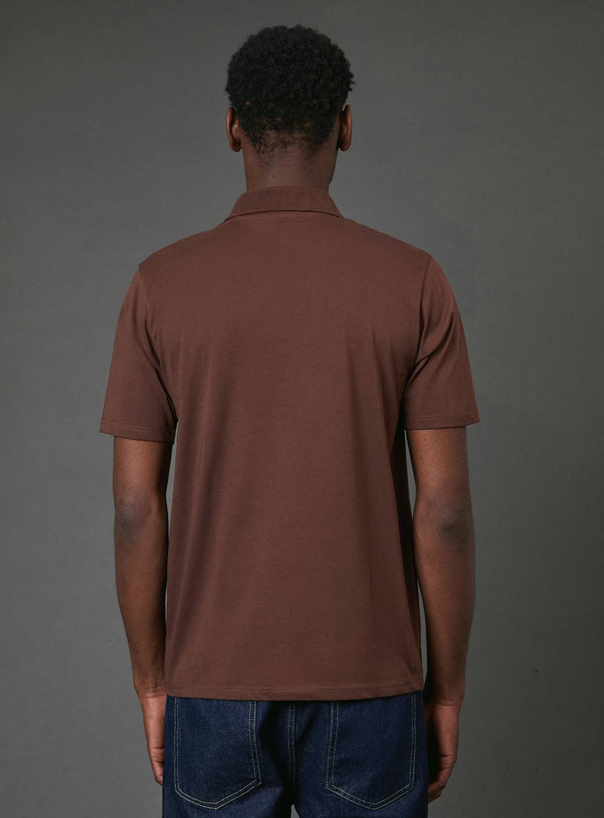 BURTON Chocolate Zip Neck Polo Shirt S - Image 2
