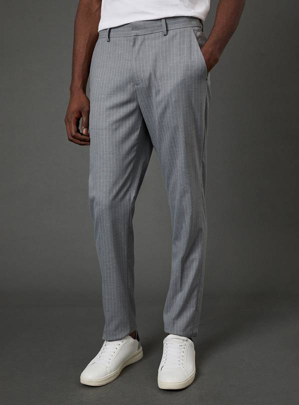 BURTON Grey Pinstripe Slim Fit Suit Trousers 36S