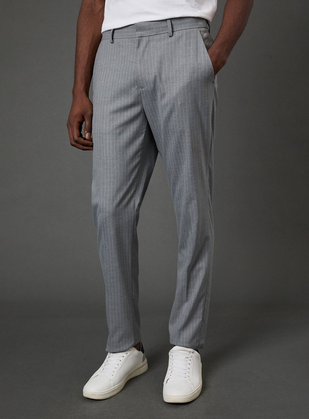 BURTON Grey Pinstripe Slim Fit Suit Trousers 36R - Image 1