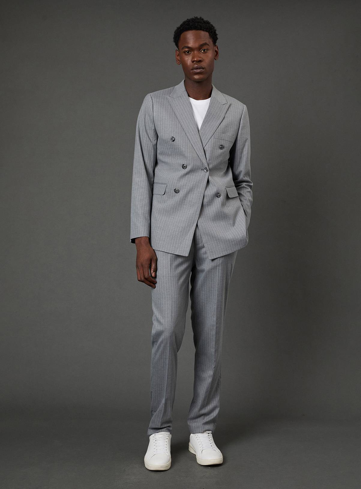 BURTON Grey Pinstripe Slim Fit Suit Trousers 36R - Image 2