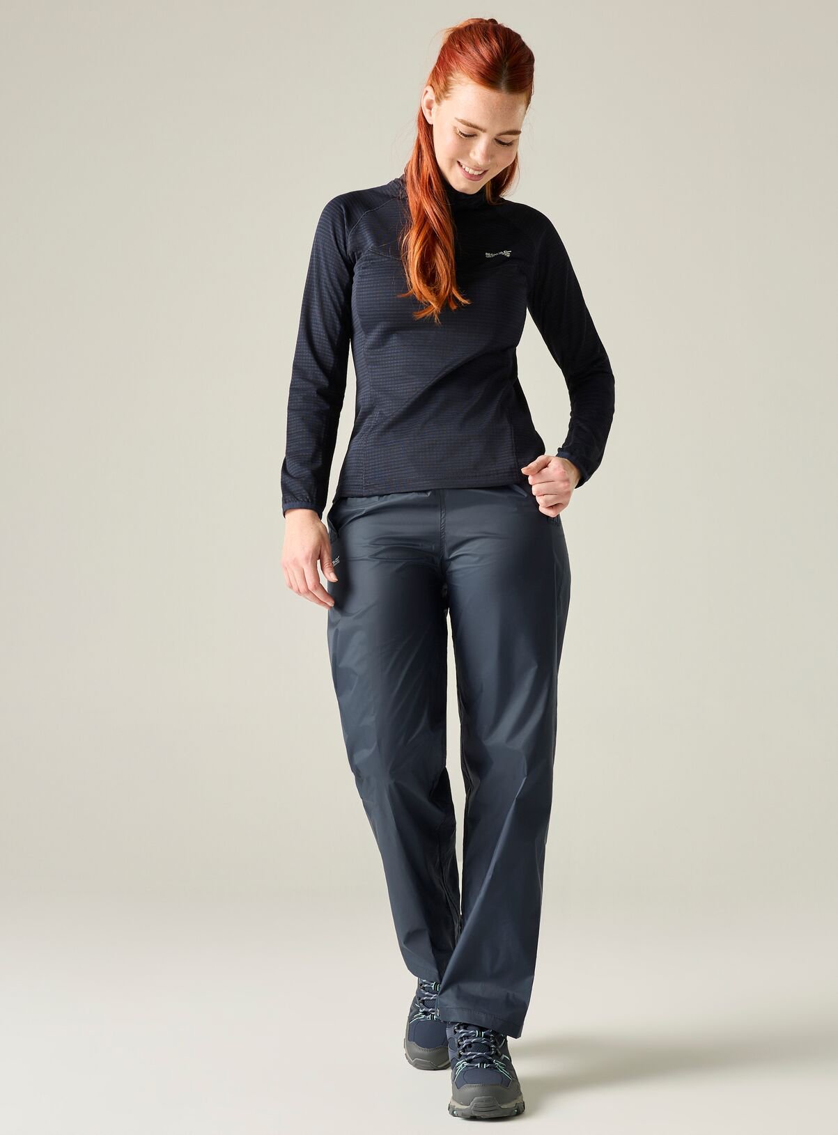 REGATTA Womens Waterproof Pack It Over Trousers Navy L - Image 3 thumbnail
