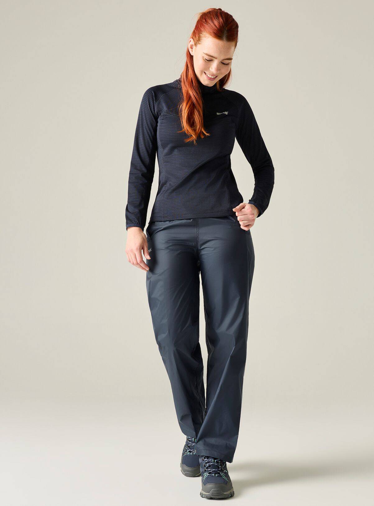 REGATTA Womens Waterproof Pack It Over Trousers Navy L - Image 3