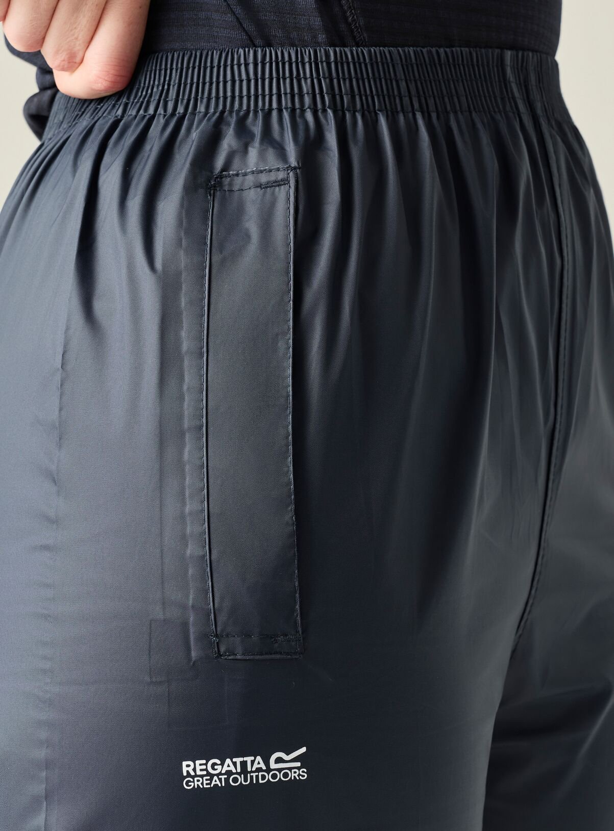 REGATTA Womens Waterproof Pack It Over Trousers Navy L - Image 5 thumbnail