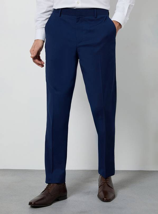BURTON Royal Blue Textured Slim Fit Suit Trousers 30R