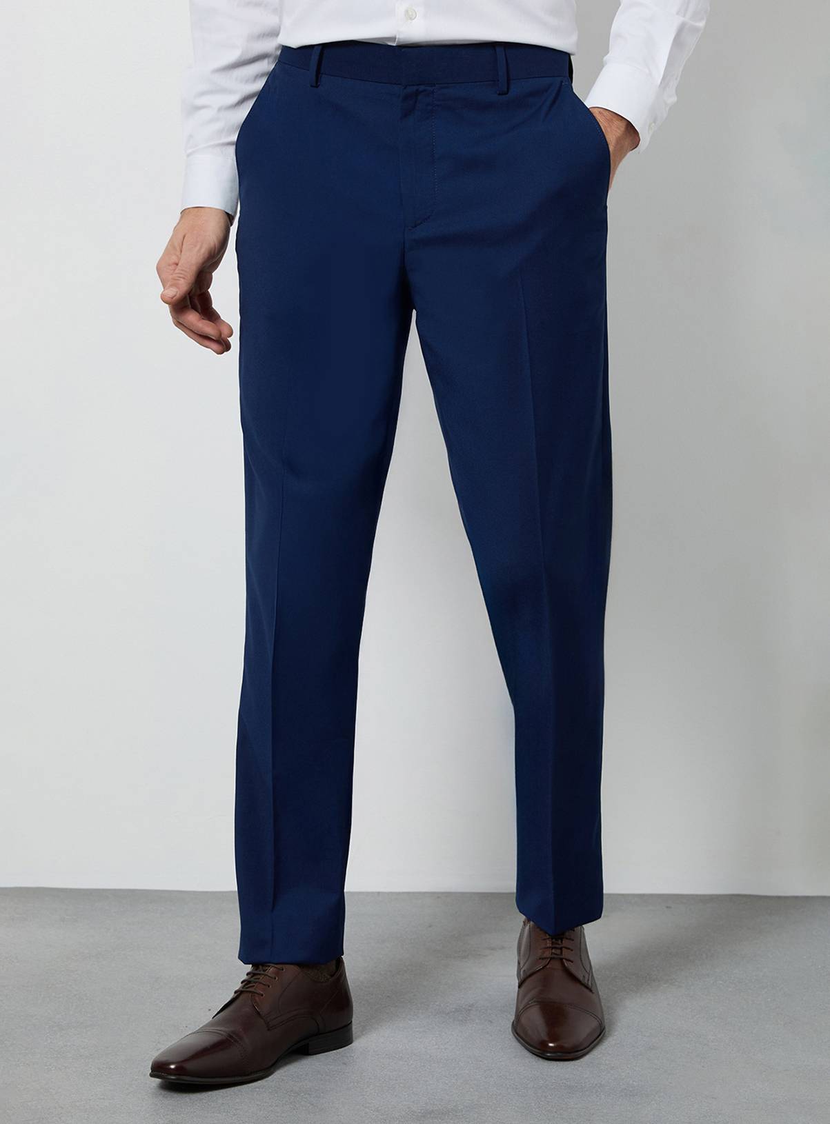 BURTON Royal Blue Textured Slim Fit Suit Trousers 30S - Image 1