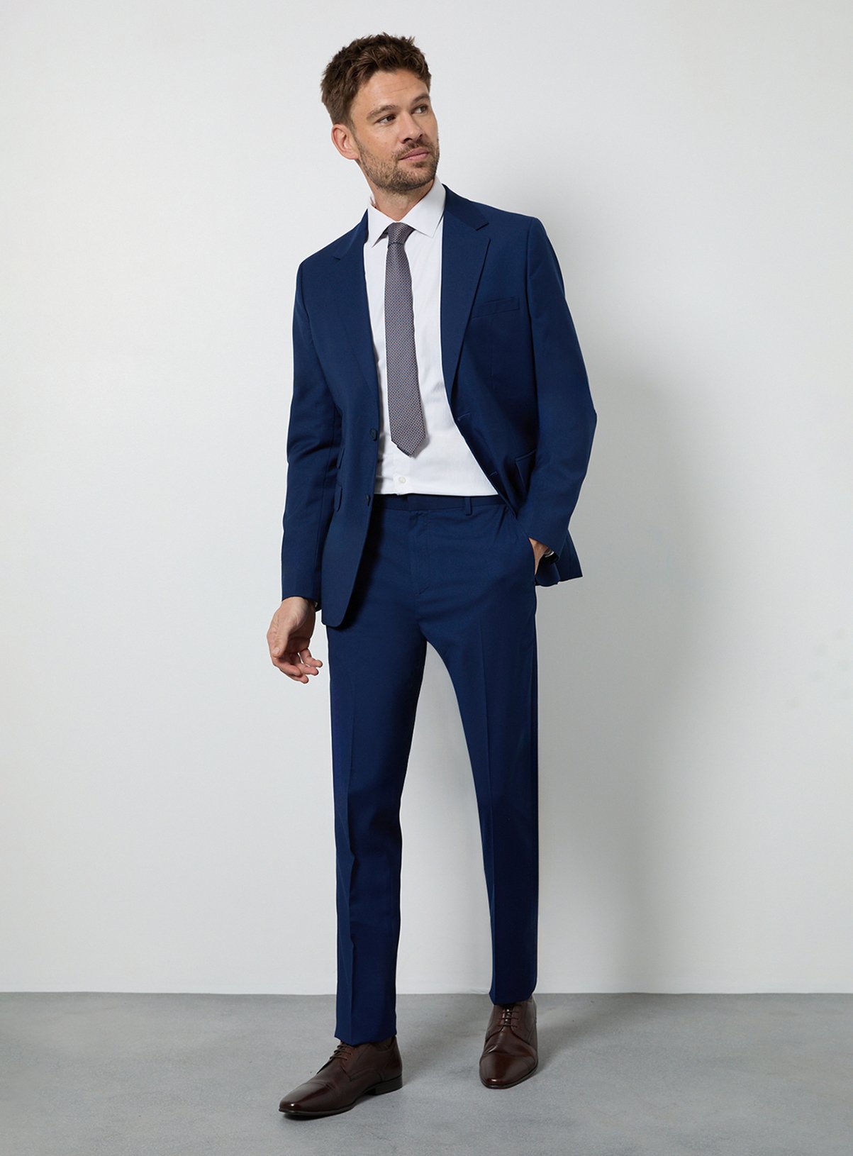 BURTON Royal Blue Textured Slim Fit Suit Trousers 30S - Image 2 thumbnail