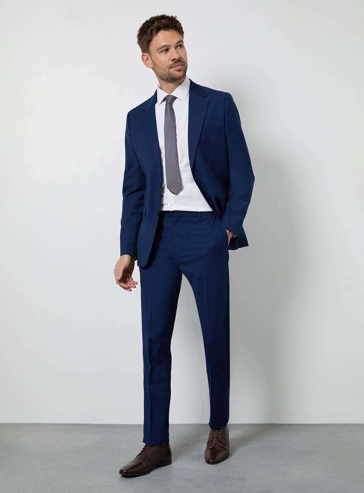 BURTON Royal Blue Textured Slim Fit Suit Trousers 30S - Image 2