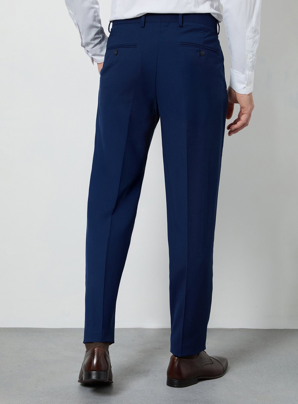 BURTON Royal Blue Textured Slim Fit Suit Trousers 30S - Image 3 thumbnail