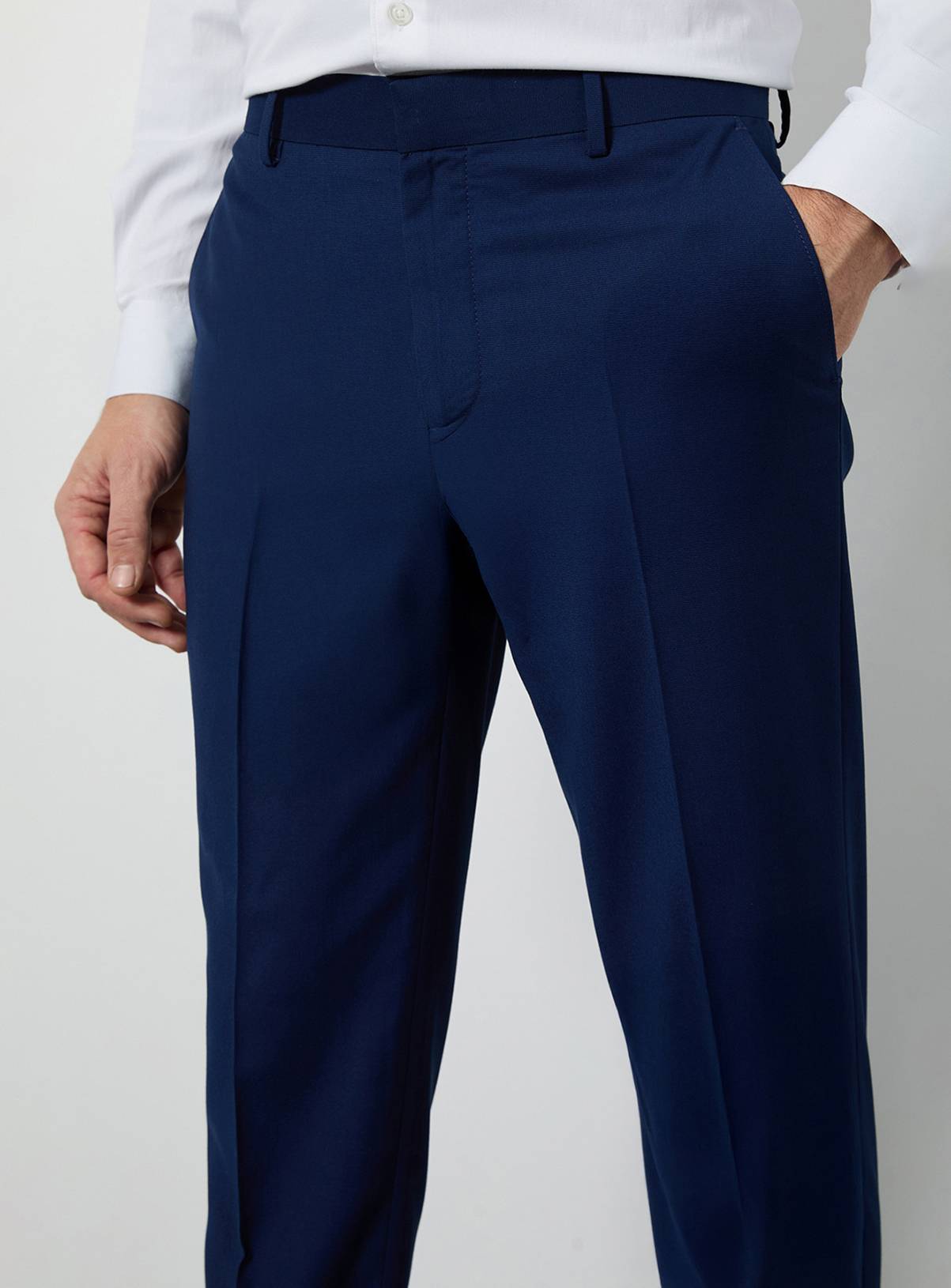 BURTON Royal Blue Textured Slim Fit Suit Trousers 30S - Image 4