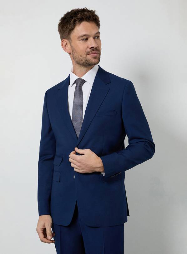 BURTON Royal Blue Textured Slim Fit Suit Jacket 38R