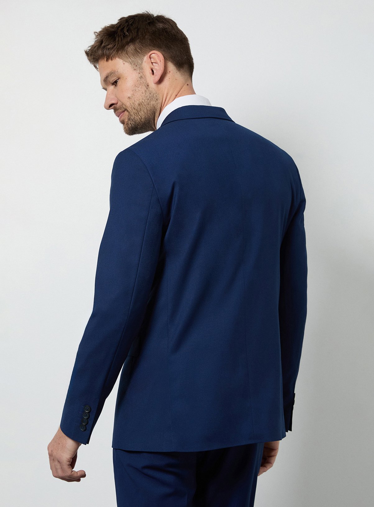 BURTON Royal Blue Textured Slim Fit Suit Jacket 38S - Image 4 thumbnail