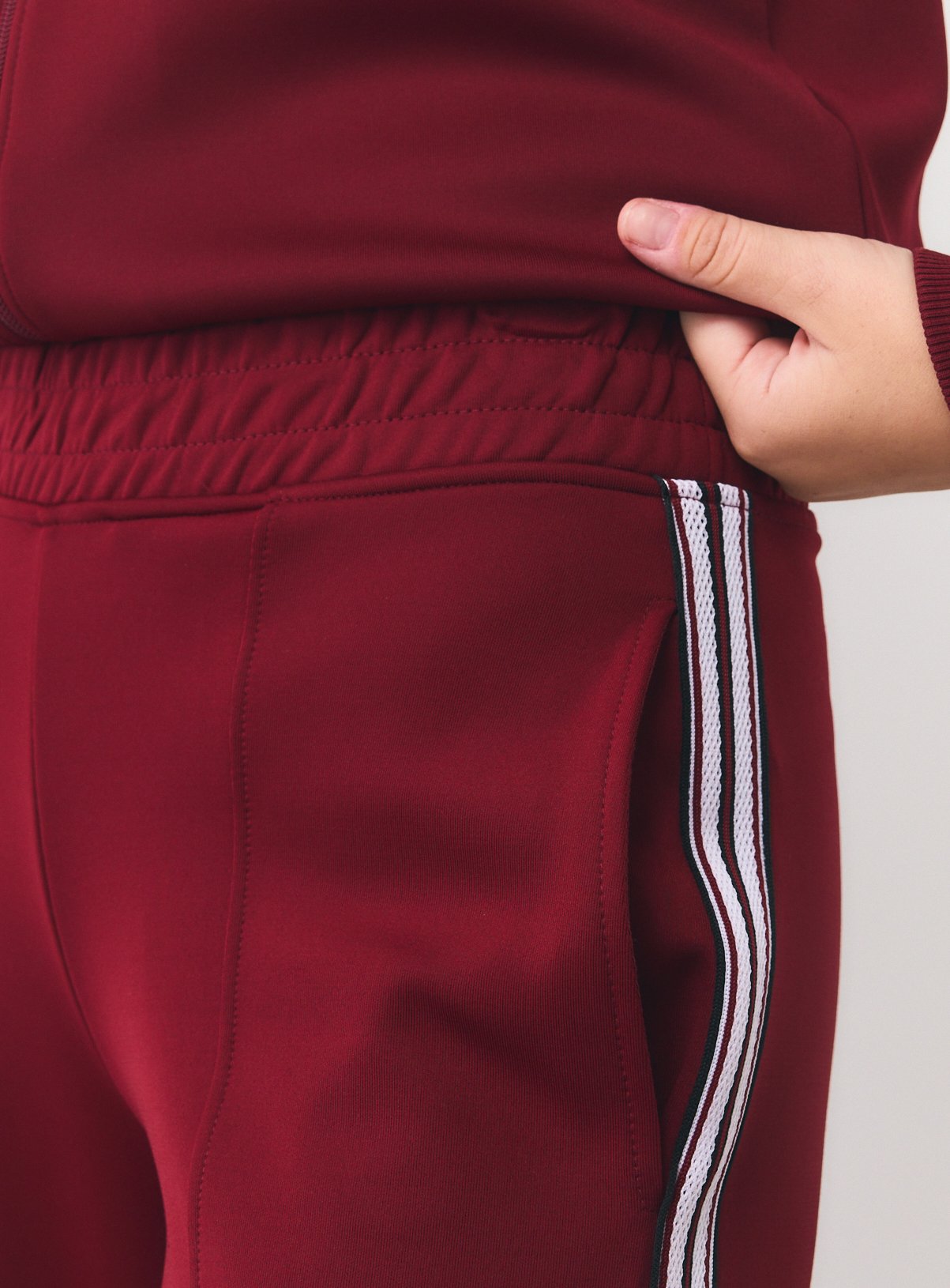 Red Wide Leg Tricot Piping Joggers L - Image 3 thumbnail