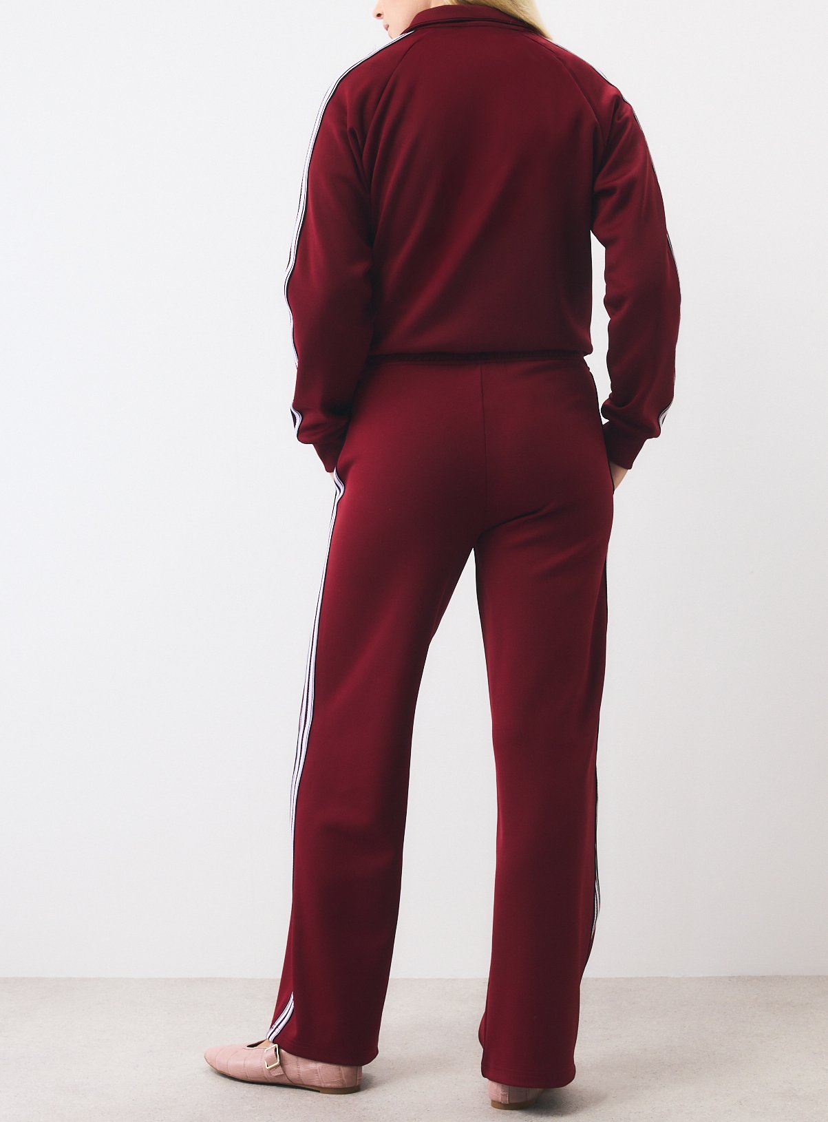 Red Wide Leg Tricot Piping Joggers L - Image 4 thumbnail
