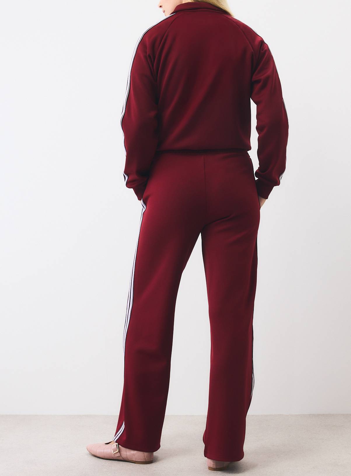 Red Wide Leg Tricot Piping Joggers L - Image 4