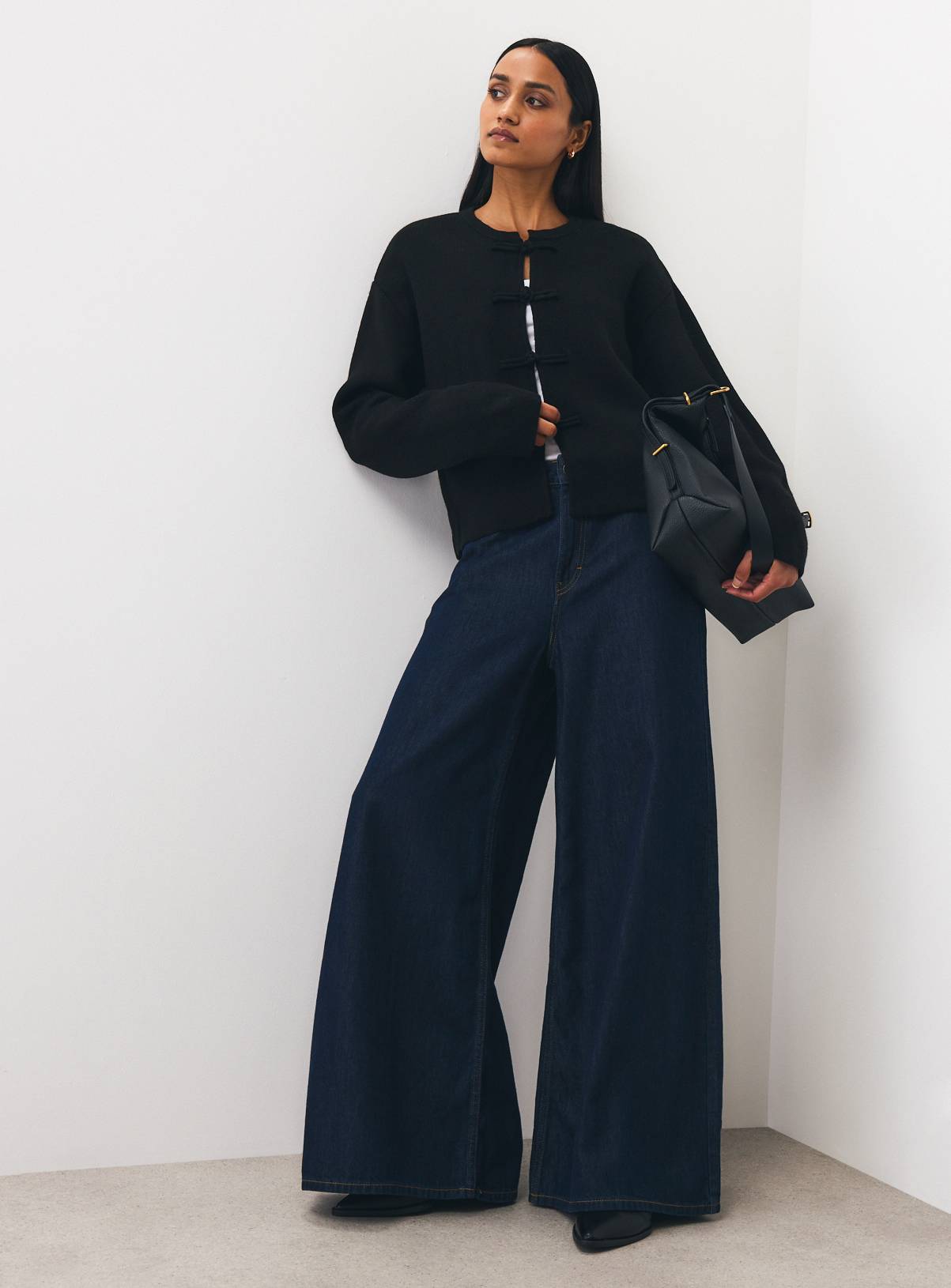 Black Frogging Trim Knitted Jacket M - Image 2