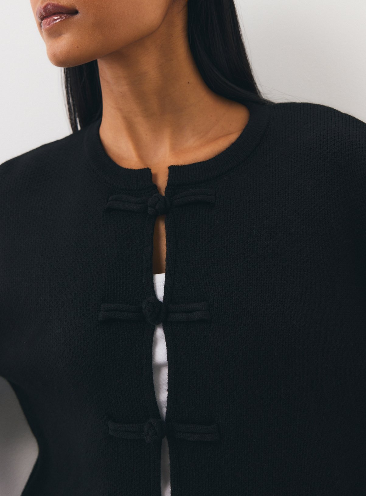 Black Frogging Trim Knitted Jacket M - Image 3 thumbnail