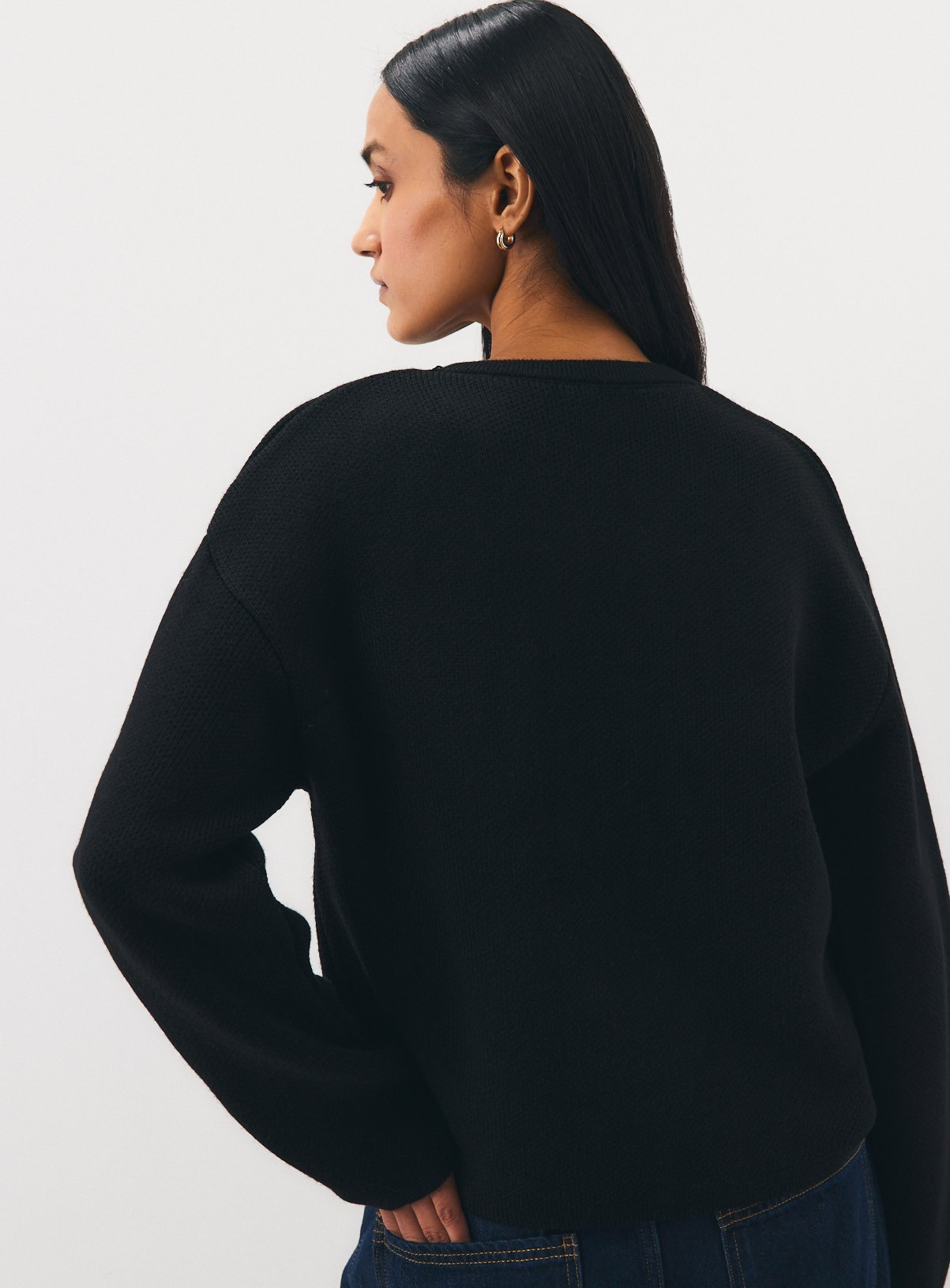 Black Frogging Trim Knitted Jacket M - Image 4 thumbnail