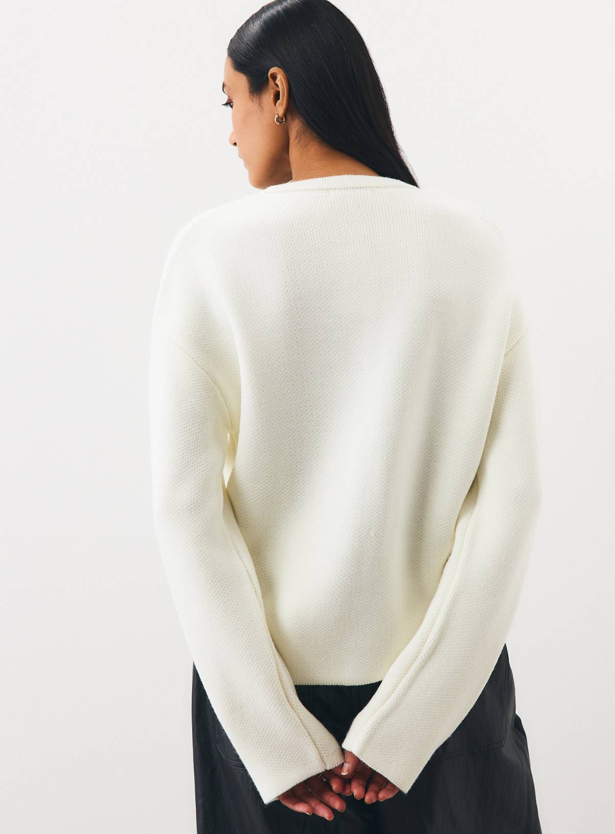 Cream Frogging Trim Knitted Jacket XL - Image 4