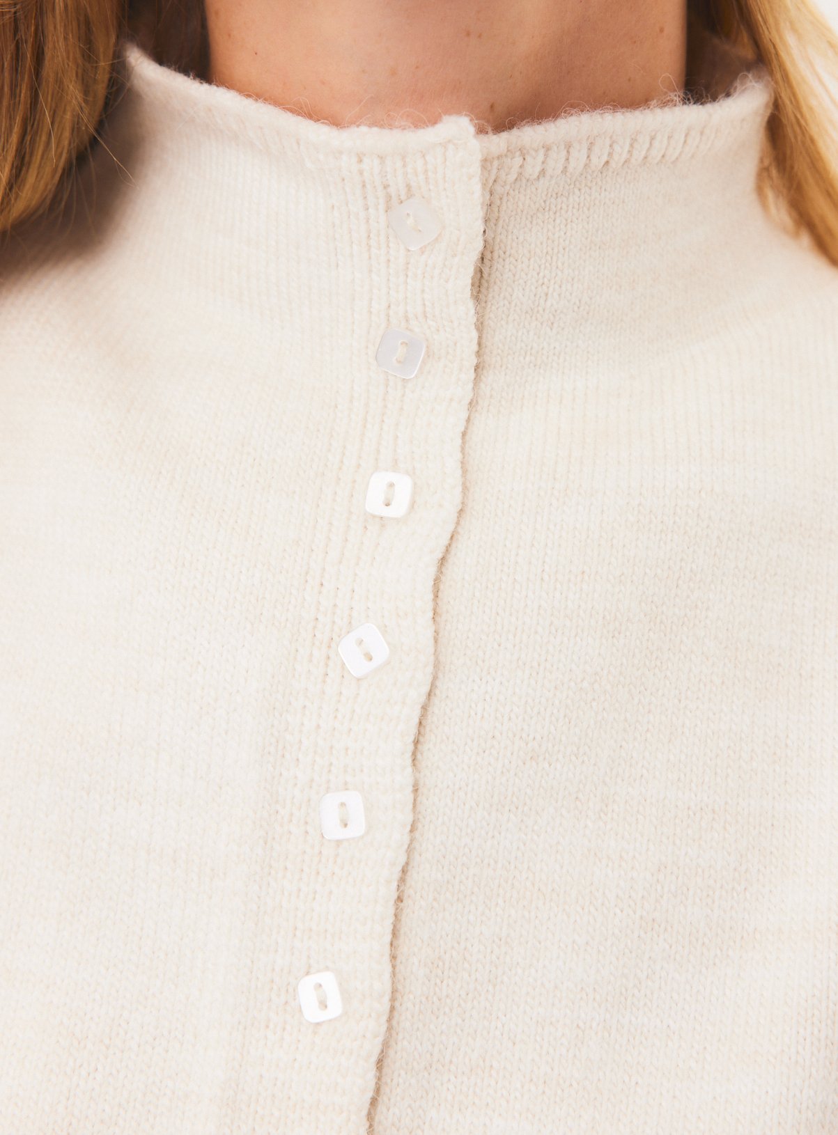 Cream Funnel Neck Knitted Cardigan XS - Image 3 thumbnail