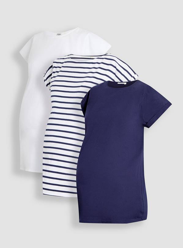 JOJO MAMAN BÉBÉ 3 Pack Boyfriend Maternity Cotton T-Shirt M