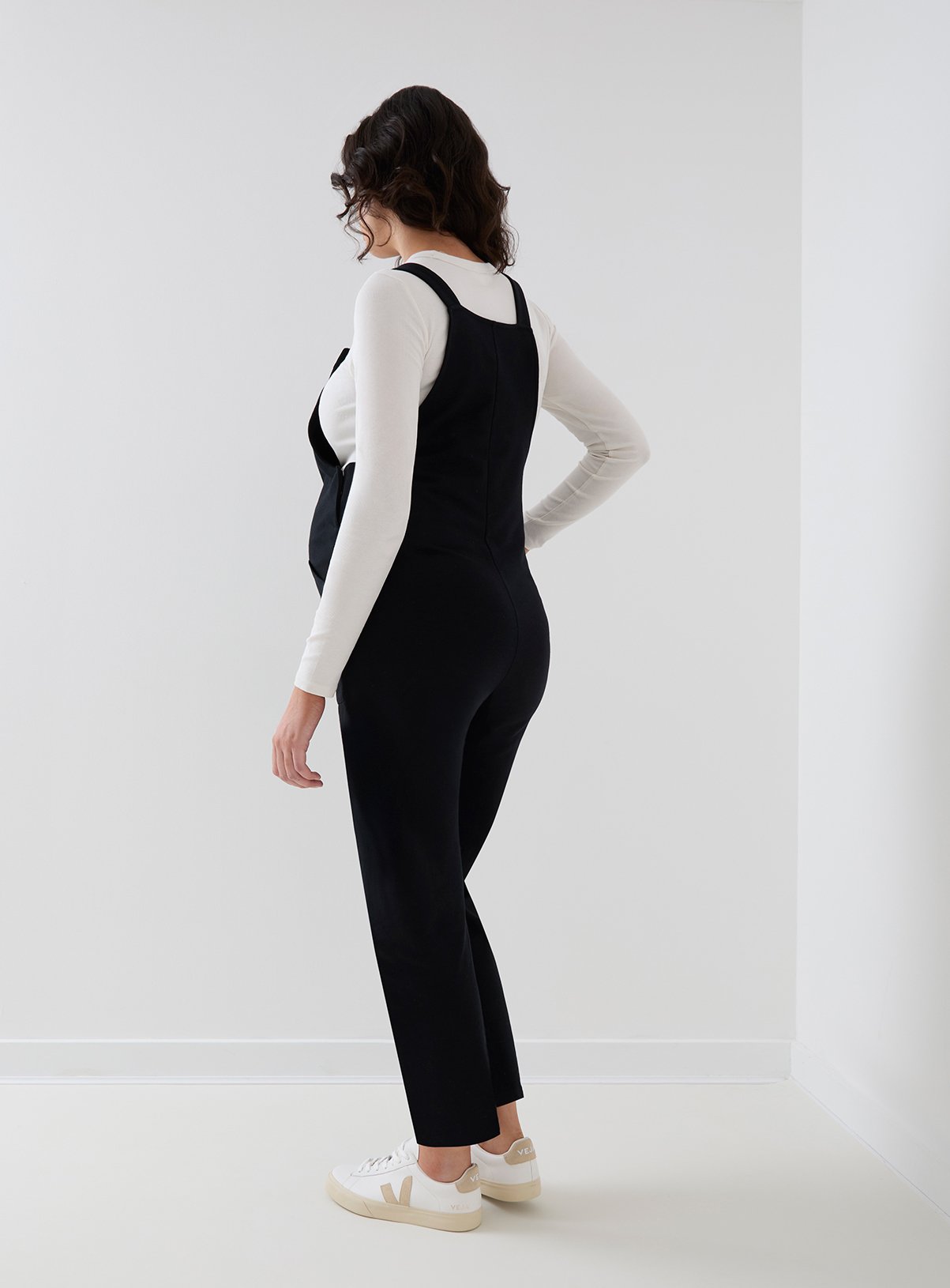 JOJO MAMAN BÉBÉ Maternity Jersey Side Pocket Dungaree Black XL - Image 4 thumbnail