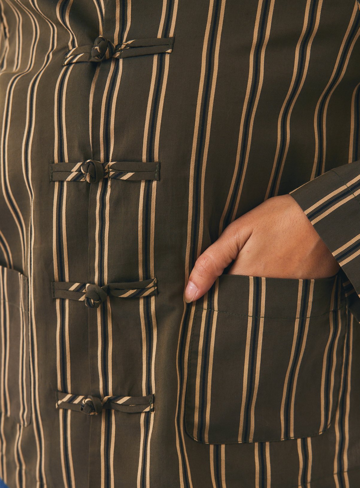 Green Striped Frogging Shacket 22 - Image 3 thumbnail