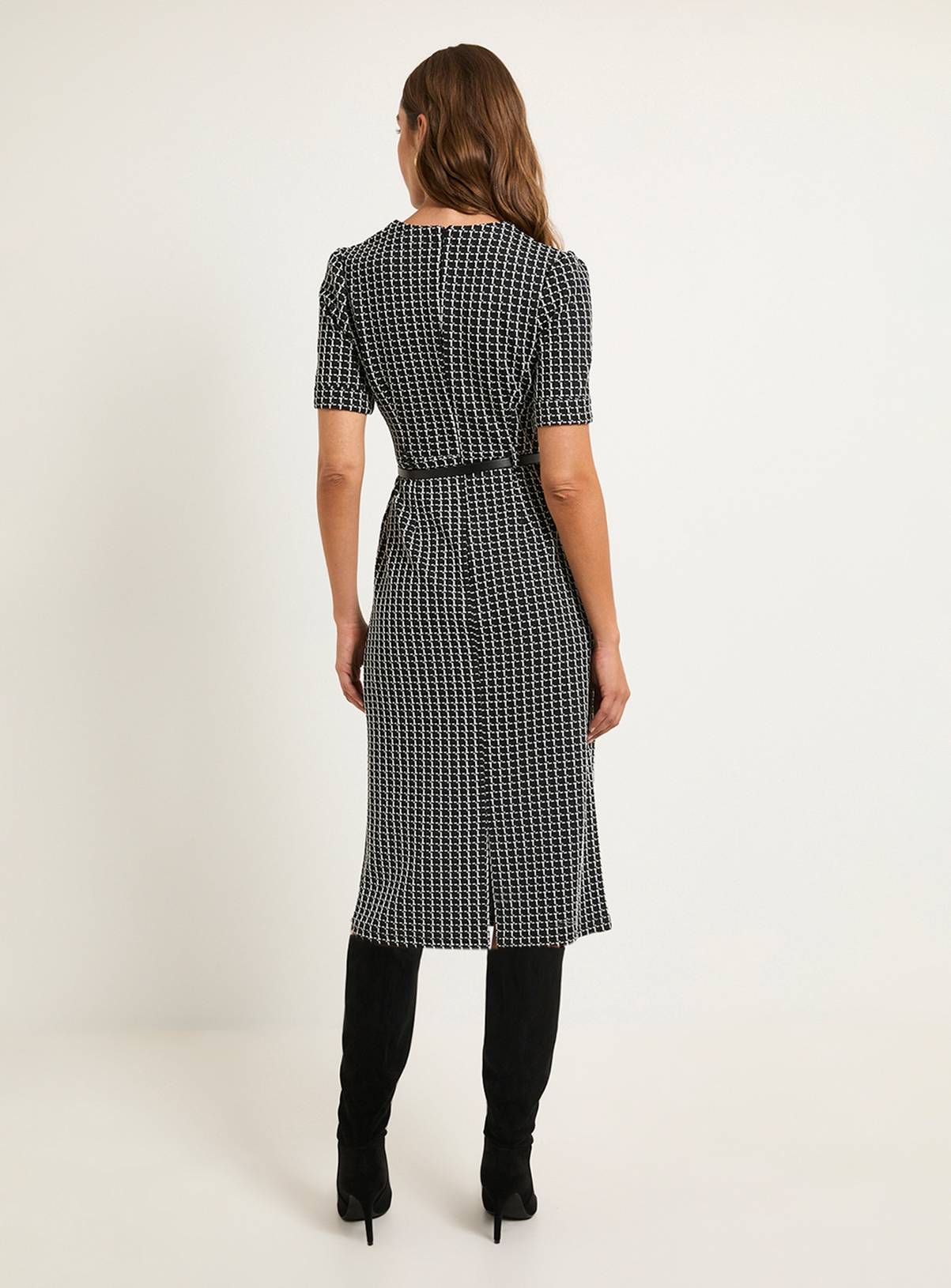 WALLIS Check Ponte Belted Midi Dress 18 - Image 3