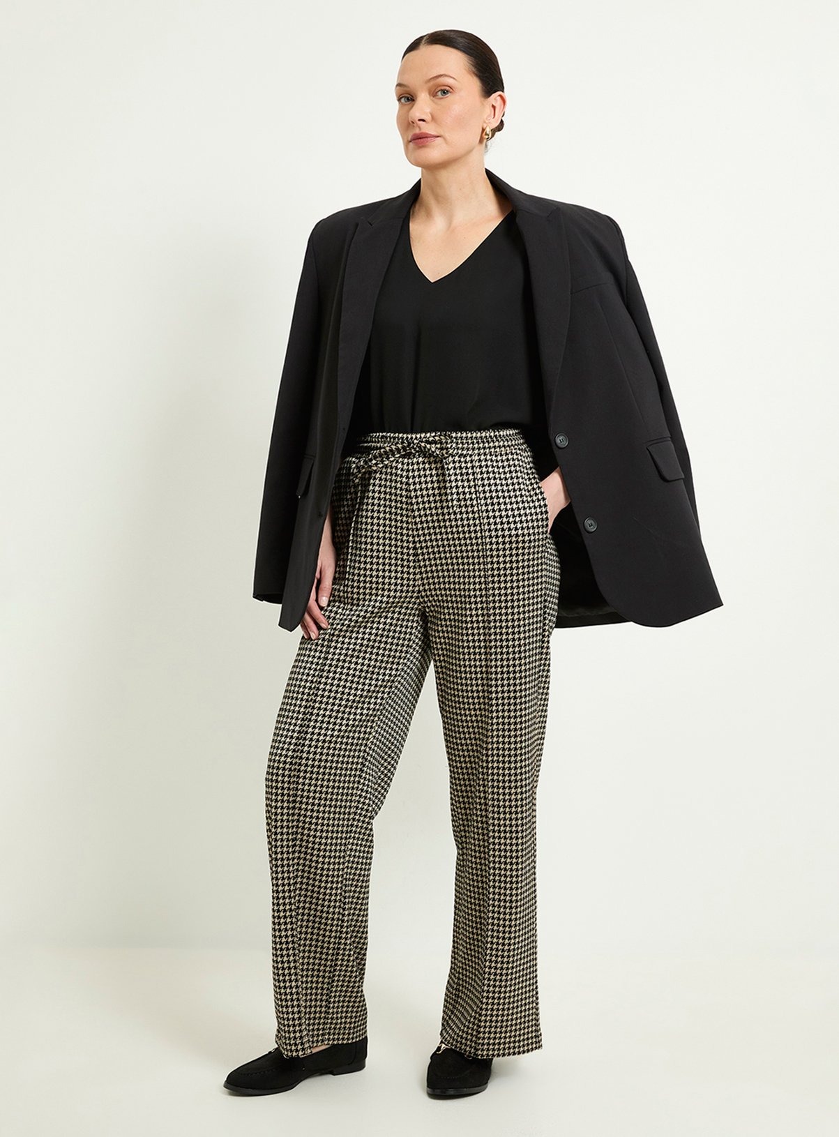 WALLIS Dogtooth Ponte Drawstring Trouser 16 - Image 2 thumbnail