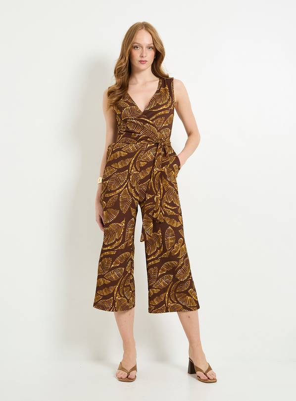 WALLIS Tropical Jersey Wrap Belted Jumpsuit 8