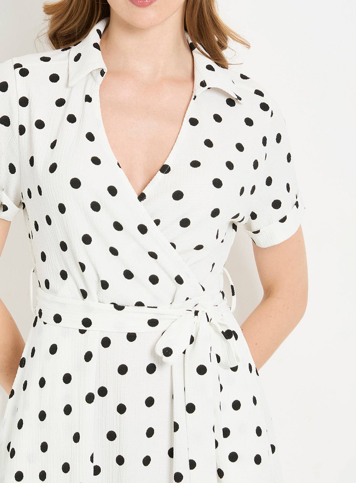 WALLIS Spot Jersey Roll Sleeve Belted Midi Dress 20 - Image 2