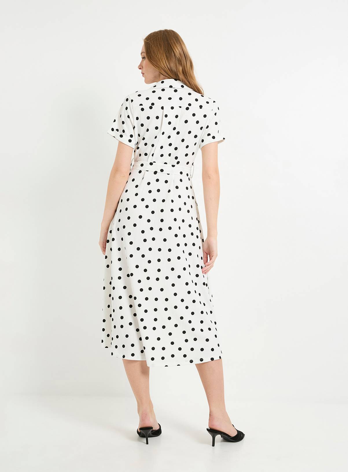 WALLIS Spot Jersey Roll Sleeve Belted Midi Dress 20 - Image 3