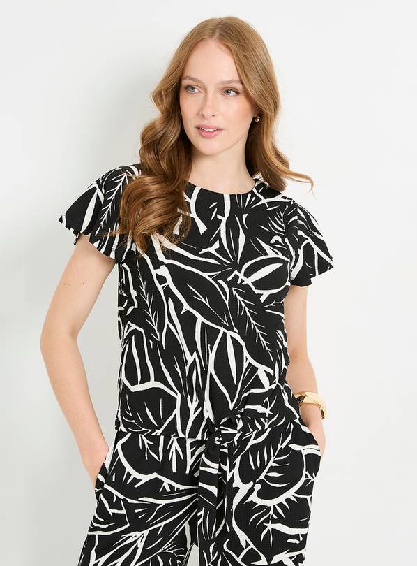 WALLIS Petite Tropical Tie Detail Flutter Sleeve Top 16