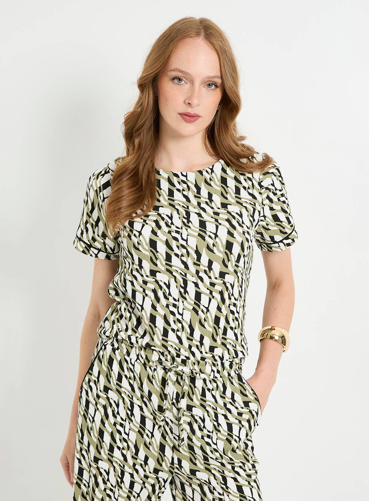 WALLIS Geo Jersey Short Sleeve T-Shirt 16 - Image 5